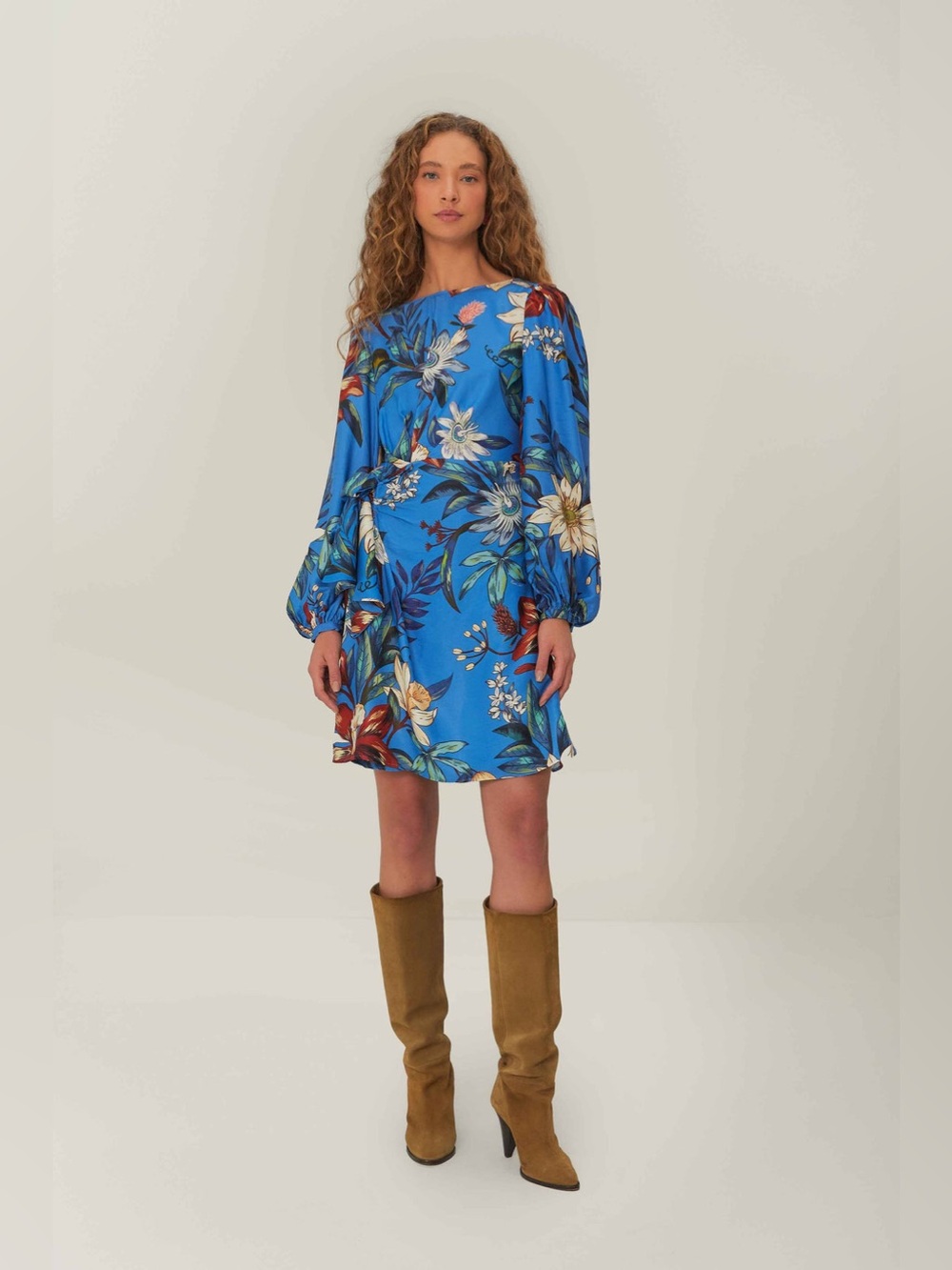 NWOT Farm Rio Blue Surreal Flowers Wrap Mini Dress M - Picture 15 of 16